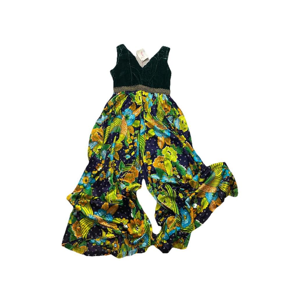 Crompton Velvet Jumpsuit Size 12‎ Made In USA Vintage H71